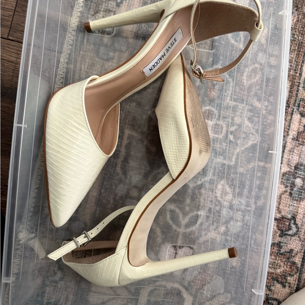 Steve Madden Ivory Textured Heels